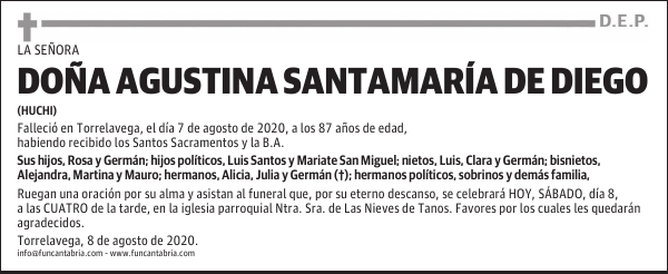DOÑA AGUSTINA SANTAMARÍA DE DIEGO