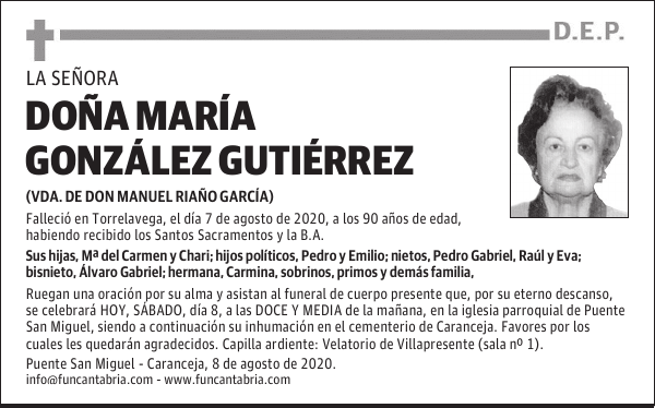 DOÑA MARÍA GONZÁLEZ GUTIÉRREZ