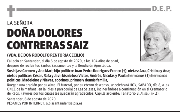 DOÑA DOLORES CONTRERAS SAIZ