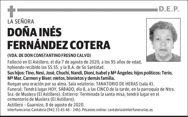 DOÑA INÉS FERNÁNDEZ COTERA