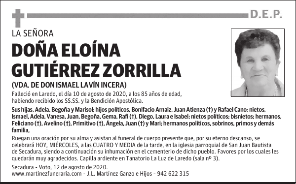 DOÑA ELOÍNA GUTIÉRREZ ZORRILLA