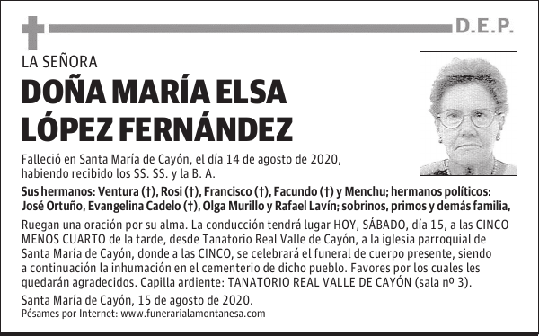 DOÑA MARÍA ELSA LÓPEZ FERNÁNDEZ