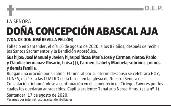 DOÑA CONCEPCIÓN ABASCAL AJA