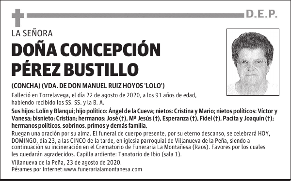 DOÑA CONCEPCIÓN PÉREZ BUSTILLO