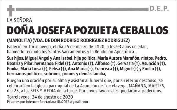 DOÑA JOSEFA POZUETA CEBALLOS