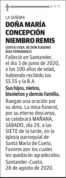 DOÑA MARÍA CONCEPCIÓN NIEMBRO REMIS
