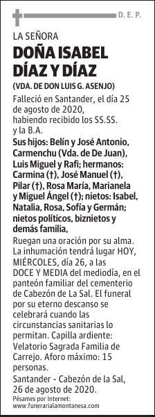 DOÑA ISABEL DÍAZ Y DÍAZ