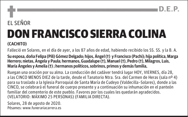 DON FRANCISCO SIERRA COLINA