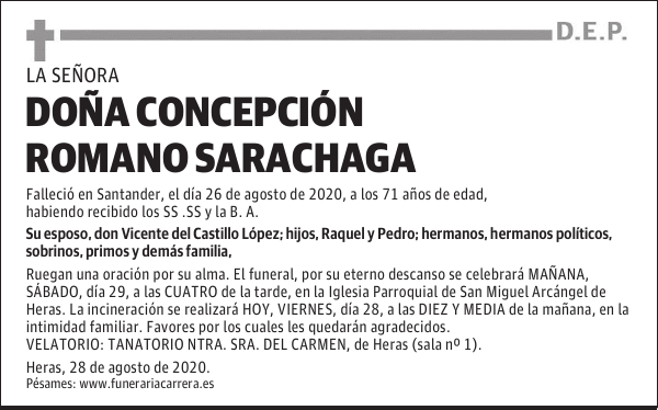 DOÑA CONCEPCIÓN ROMANO SARACHAGA