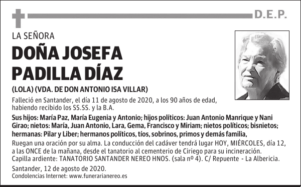 DOÑA JOSEFA PADILLA DÍAZ