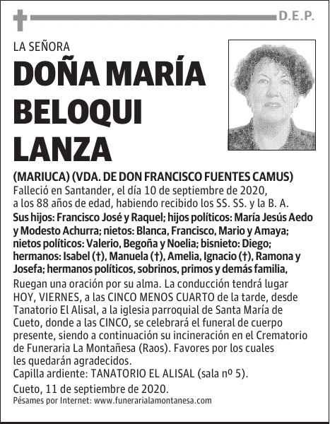 DOÑA MARÍA BELOQUI LANZA