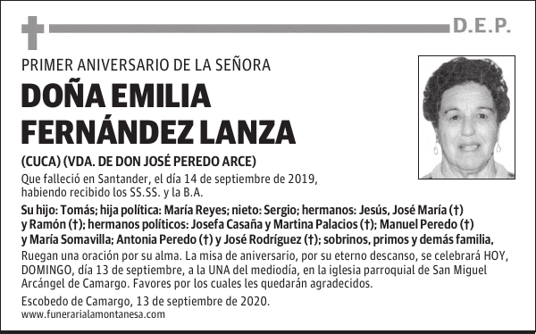 DOÑA EMILIA FERNÁNDEZ LANZA