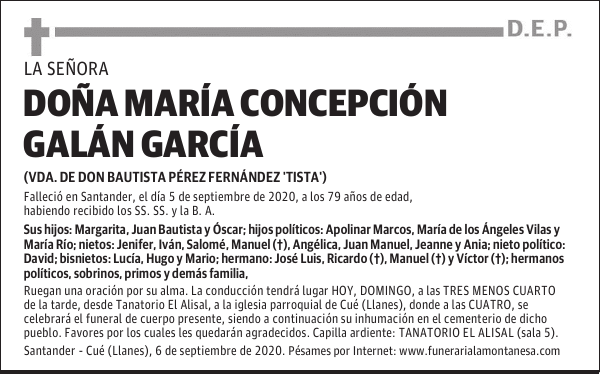 DOÑA MARÍA CONCEPCIÓN GALÁN GARCÍA