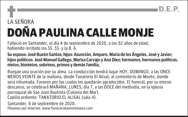 DOÑA PAULINA CALLE MONJE