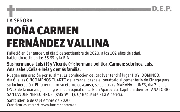 DOÑA CARMEN FERNÁNDEZ VALLINA