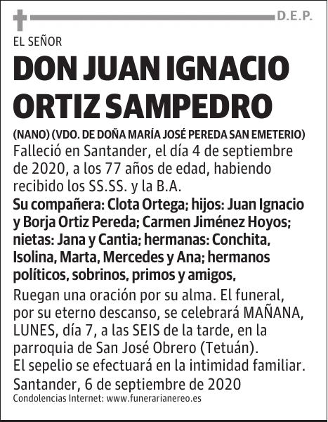 DON JUAN IGNACIO ORTIZ SAMPEDRO