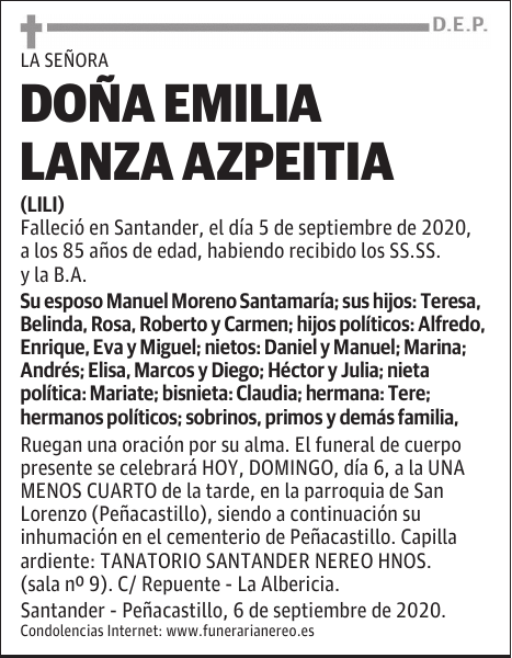 DOÑA EMILIA LANZA AZPEITIA