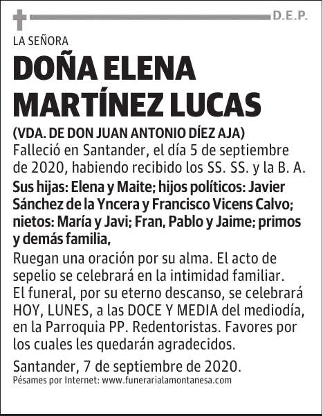 DOÑA ELENA MARTÍNEZ LUCAS