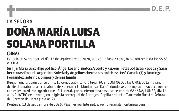 DOÑA MARÍA LUISA SOLANA PORTILLA