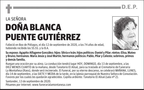 DOÑA BLANCA PUENTE GUTIÉRREZ