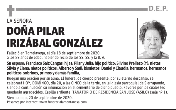 DOÑA PILAR IRIZÁBAL GONZÁLEZ