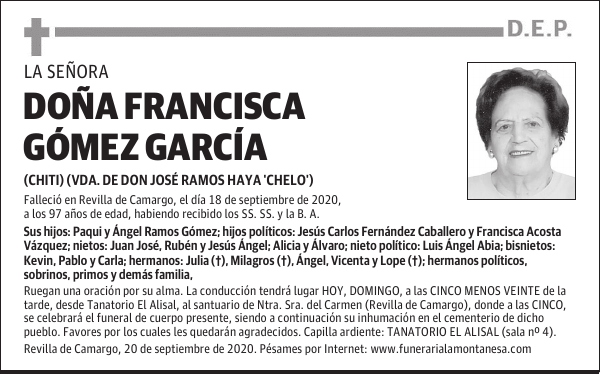 DOÑA FRANCISCA GÓMEZ GARCÍA