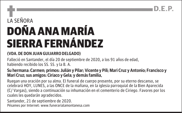 DOÑA ANA MARÍA SIERRA FERNÁNDEZ