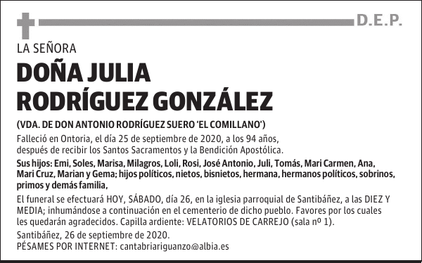 DOÑA JULIA RODRÍGUEZ GONZÁLEZ