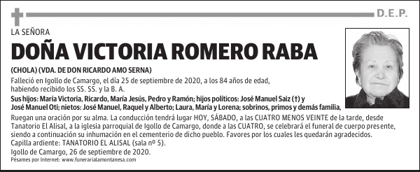 DOÑA VICTORIA ROMERO RABA