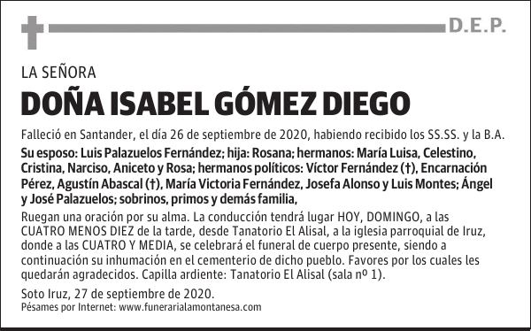 DOÑA ISABEL GÓMEZ DIEGO