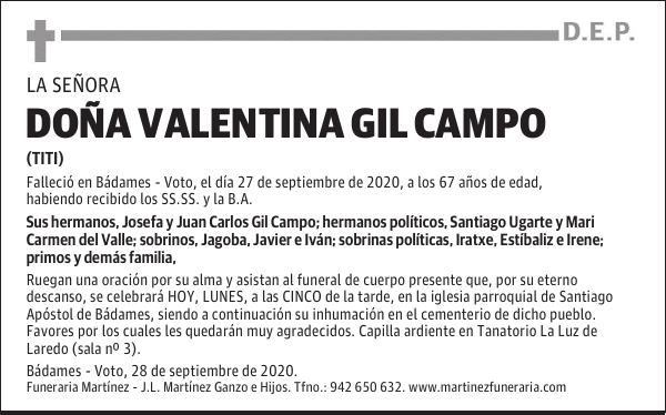 DOÑA VALENTINA GIL CAMPO