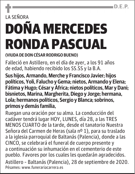 DOÑA MERCEDES RONDA PASCUAL
