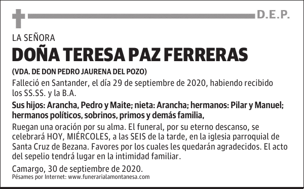 DOÑA TERESA PAZ FERRERAS