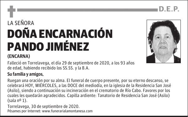 DOÑA ENCARNACIÓN PANDO JIMÉNEZ
