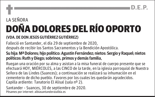 DOÑA DOLORES DEL RÍO OPORTO