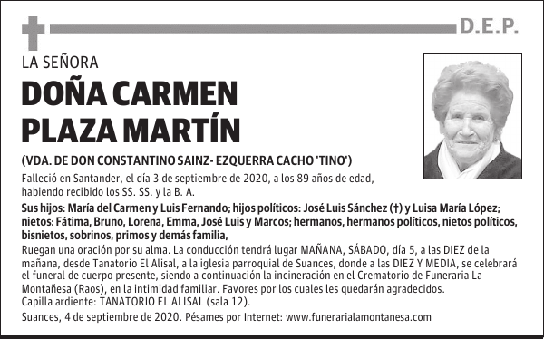 DOÑA CARMEN PLAZA MARTÍN