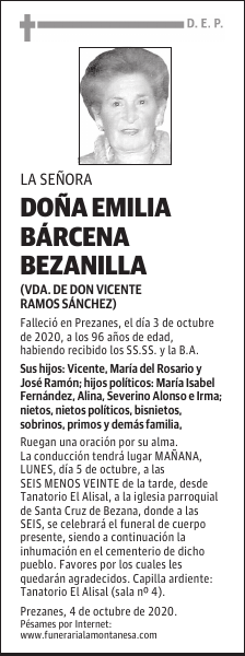 DOÑA EMILIA BÁRCENA BEZANILLA