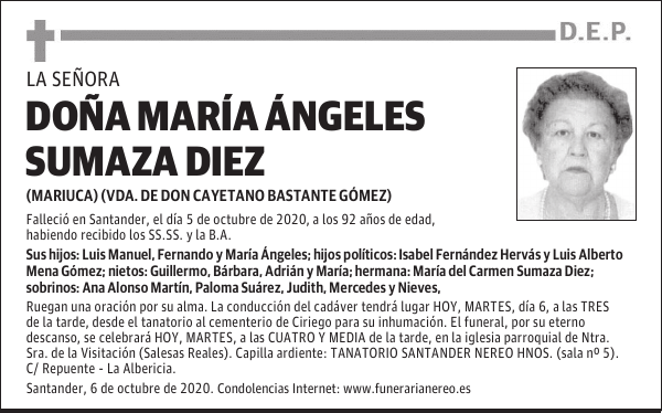 DOÑA MARÍA ÁNGELES SUMAZA DIEZ