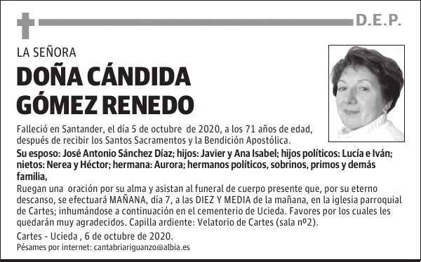DOÑA CÁNDIDA GÓMEZ RENEDO