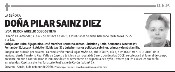 DOÑA PILAR SAINZ DIEZ
