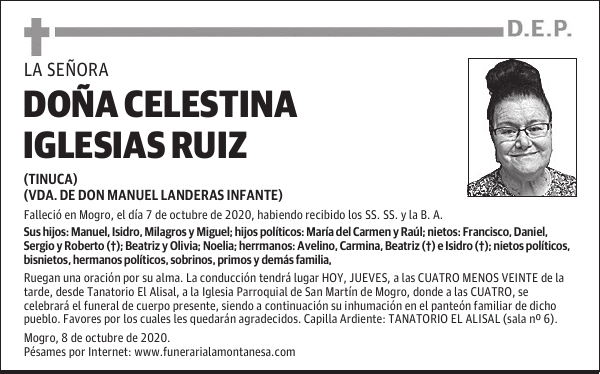 DOÑA CELESTINA IGLESIAS RUIZ