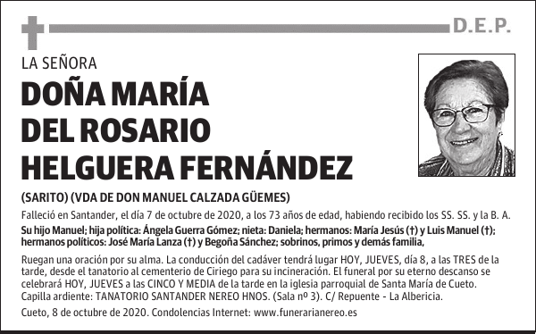 DOÑA MARÍA DEL ROSARIO HELGUERA FERNÁNDEZ