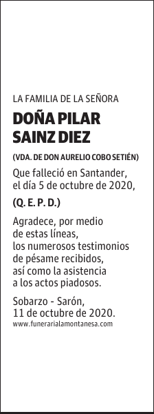 DOÑA PILAR SAINZ DIEZ
