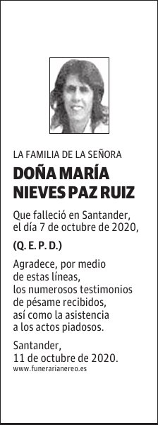 DOÑA MARÍA NIEVES PAZ RUIZ