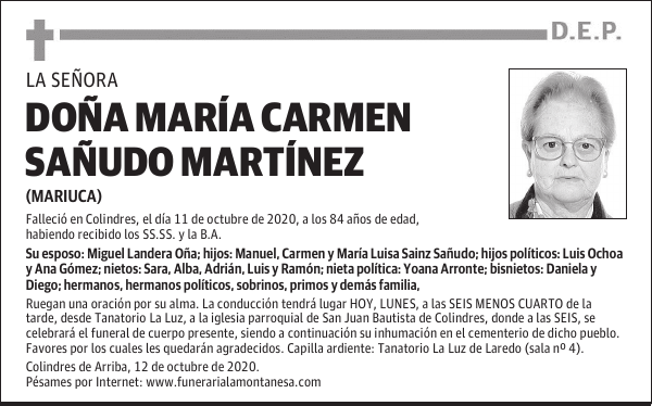 DOÑA MARÍA CARMEN SAÑUDO MARTÍNEZ