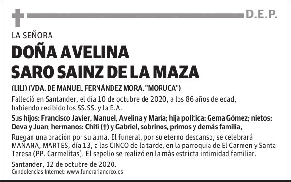 DOÑA AVELINA SARO SAINZ DE LA MAZA