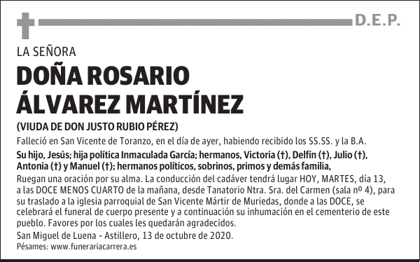DOÑA ROSARIO ÁLVAREZ MARTÍNEZ