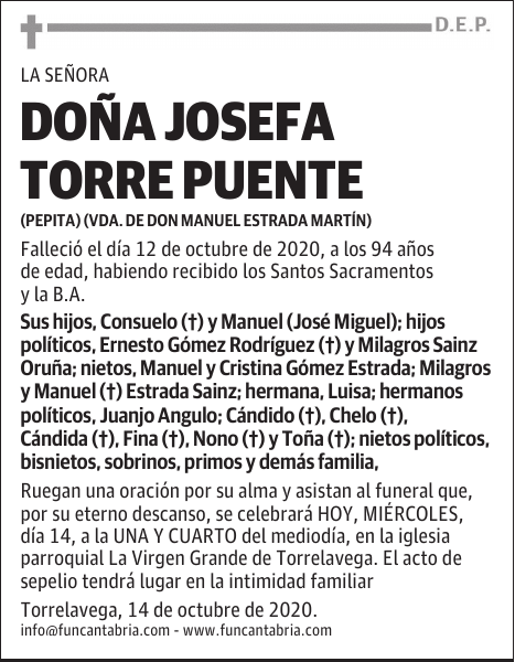 DOÑA JOSEFA TORRE PUENTE
