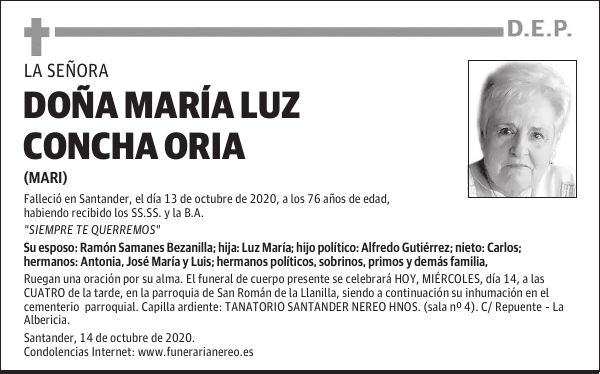 DOÑA MARÍA LUZ CONCHA ORIA