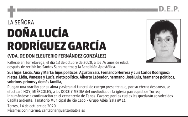 DOÑA LUCÍA RODRÍGUEZ GARCÍA